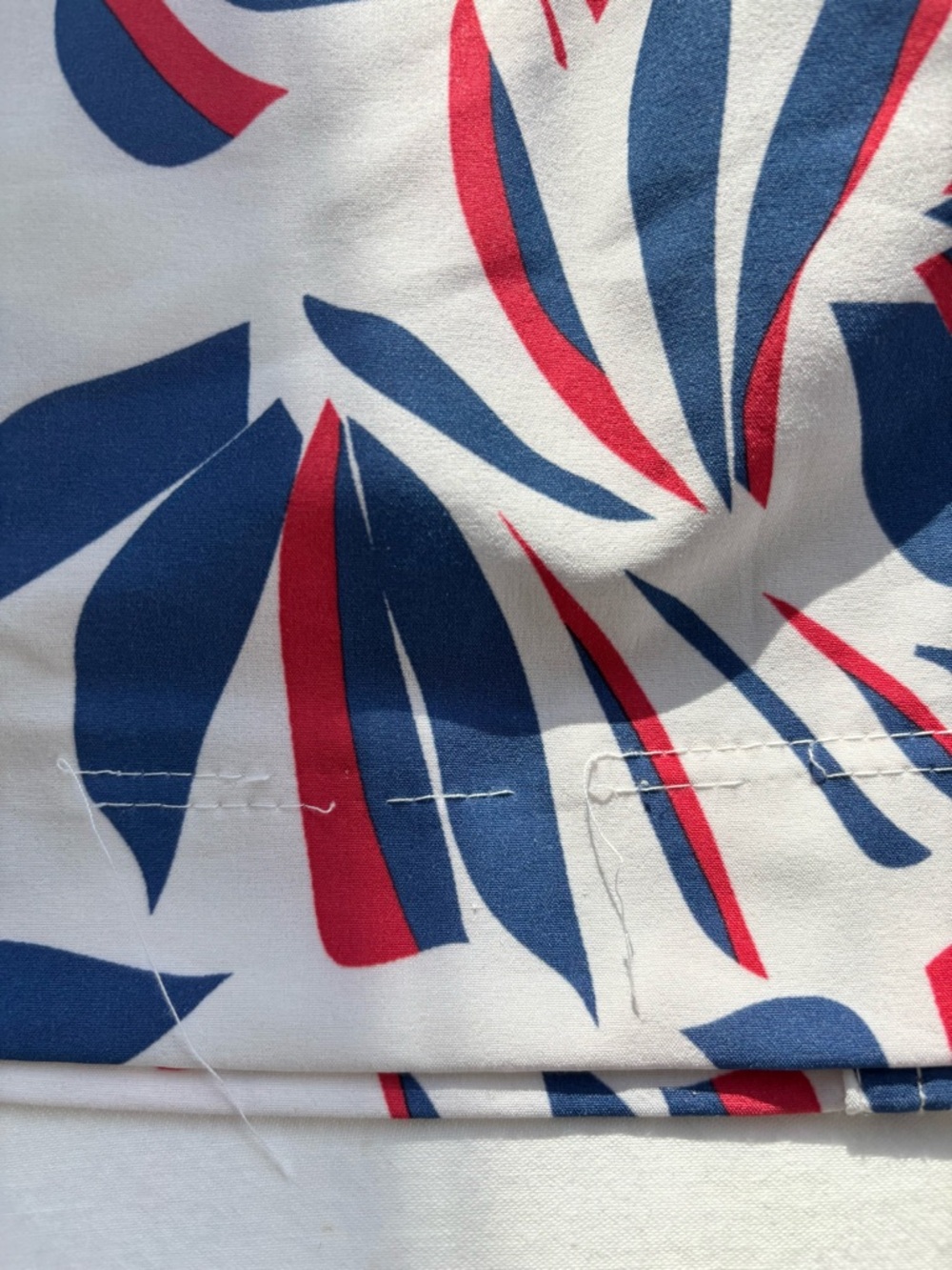 Tropical Leaf Print Mini Skirt - Navy & Red on White - Picture 7 of 9